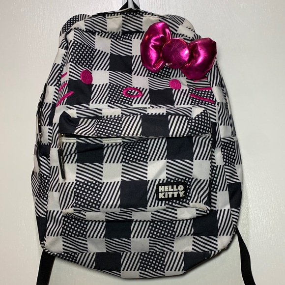 Sanrio Other - Sanrio Hello Kitty Black/White Checkered Kitty Face Embroidered Backpack